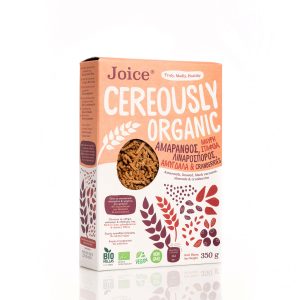 Βιολογικά Δημητριακά με Αμάρανθο, Σταφίδα, Λιναρόσπορο, Αμύγδαλα & Cranberries 'Joice Foods' 350gr